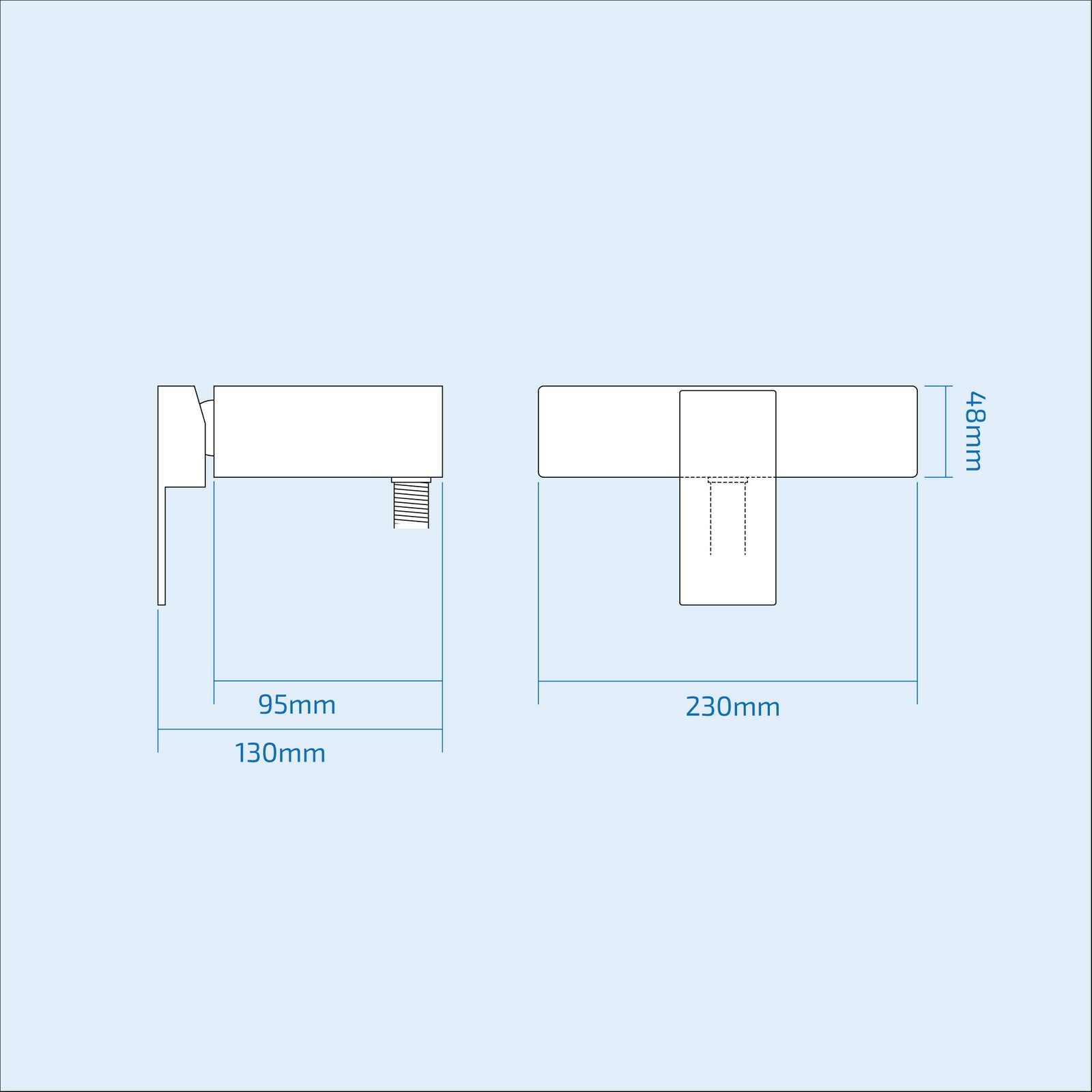 Cool Touch Thermostatic Square Chrome Wall Mounted Exposed Shower Mixer Valve