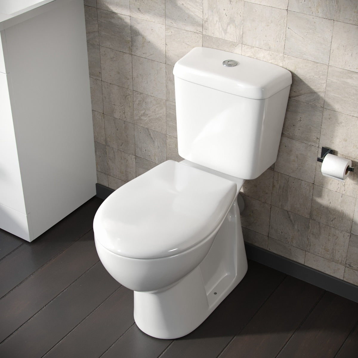 Close Coupled Round Toilet with Seat White