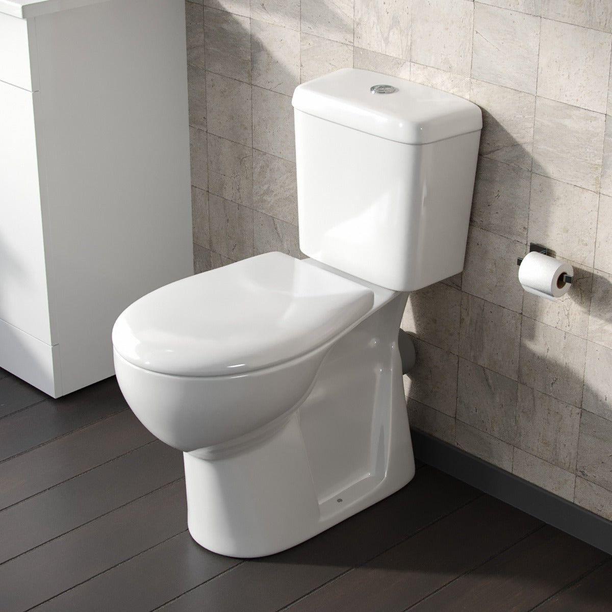 Close Coupled Round Toilet with Seat White