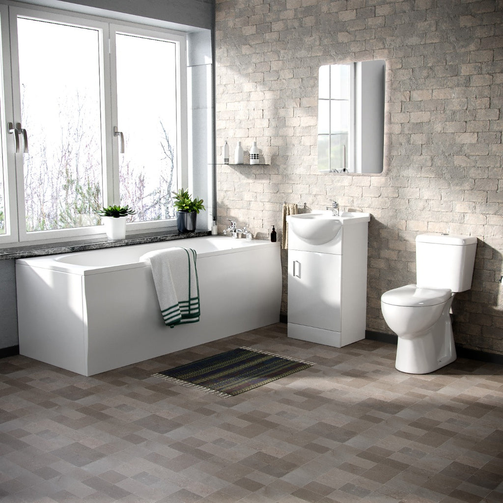 Ellen 450mm Basin Vanity Unit Round Bath Tub & Closed Coupled Toilet