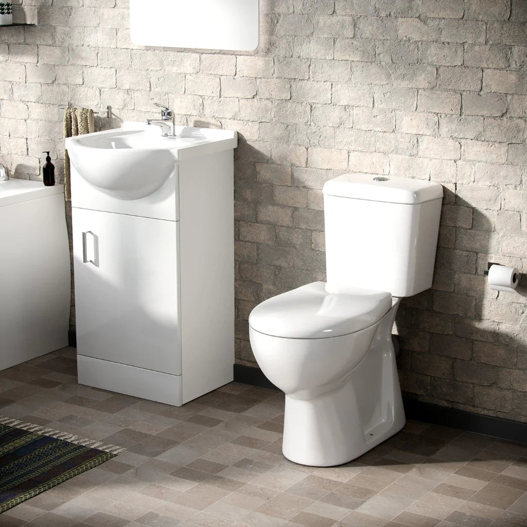 Ellen 450mm Basin Vanity Unit Round Bath Tub & Closed Coupled Toilet