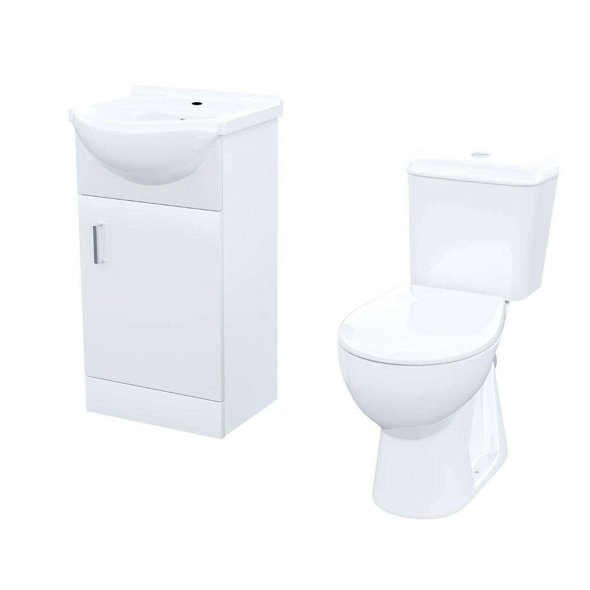 Ellen Suite Set of 450mm White Basin Vanity and Close Coupled Toilet