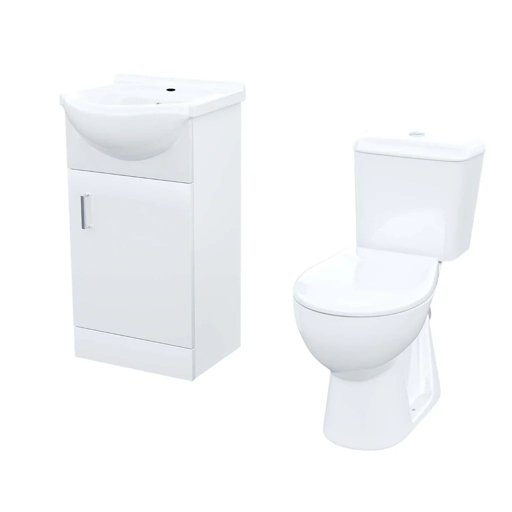 Ellen Suite Set of 450mm White Basin Vanity and Close Coupled Toilet