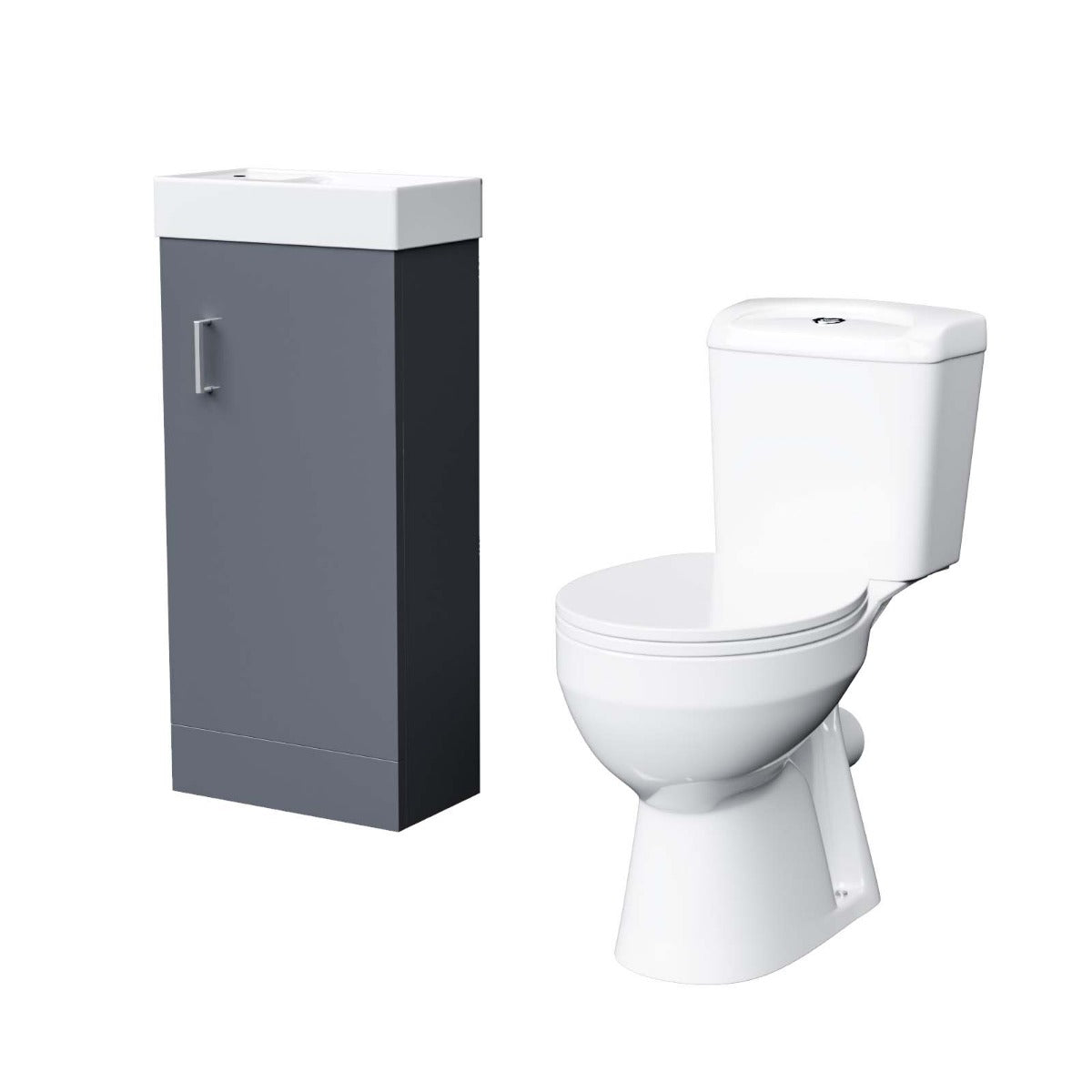 Nanuya 400mm Grey Sink Vanity Unit And WC Toilet Pan