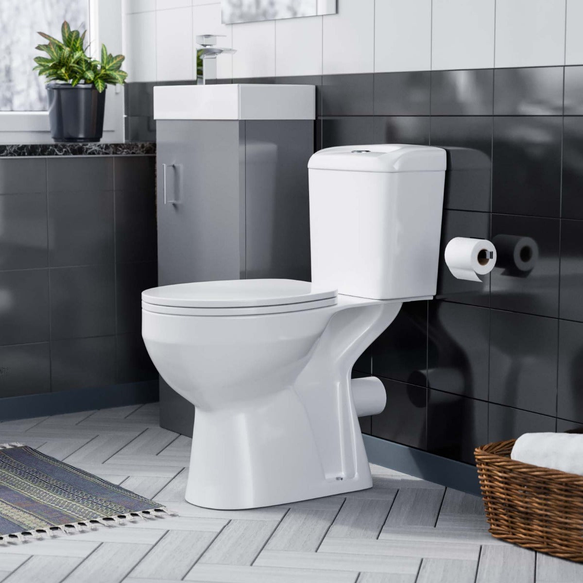 Nanuya 400mm Light Grey Vanity Unit and WC Toilet Pan