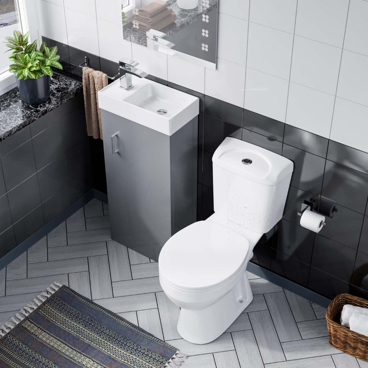 Nanuya 400mm Light Grey Vanity Unit and WC Toilet Pan