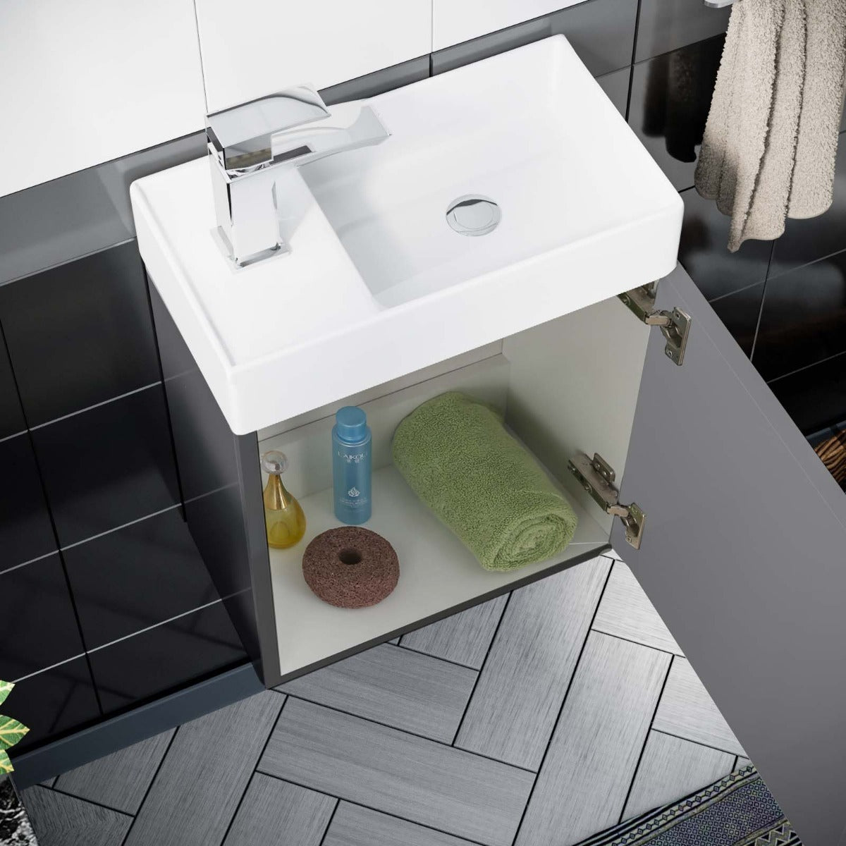 Nanuya 400mm  Grey Wall Hung Vanity Unit And Toilet Pan