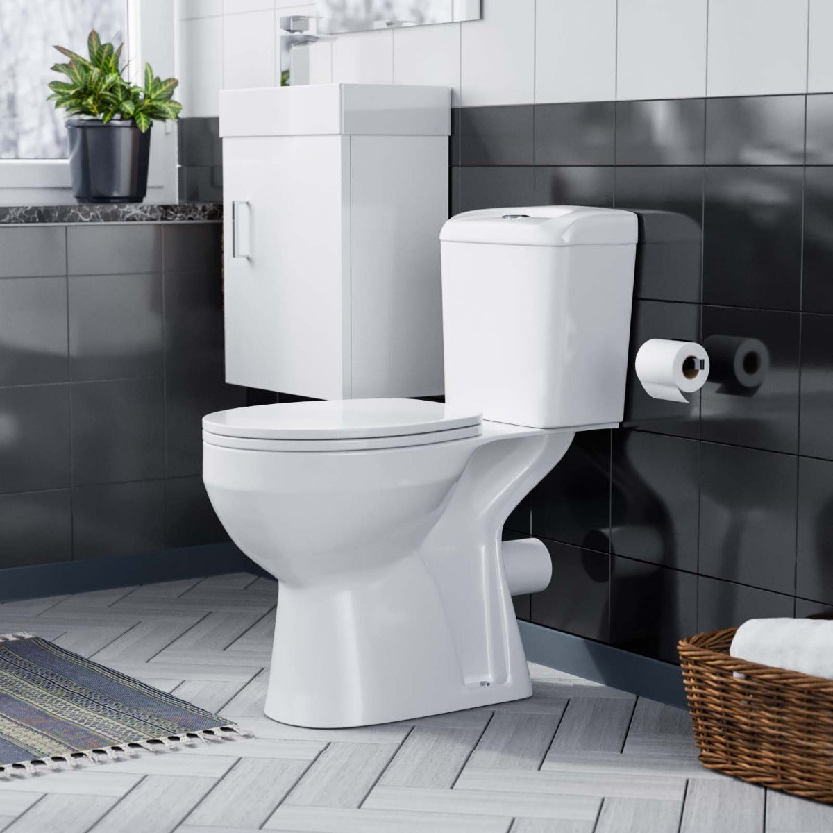 Nanuya 400mm White Wall Hung Vanity Cabinet with Toilet Pan