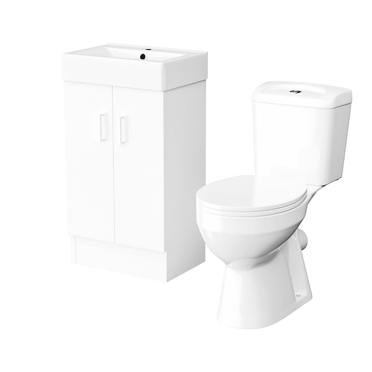 Nanuya 500 Flat Pack Vanity & WC Toilet Pan and Round Bathtub & Panels