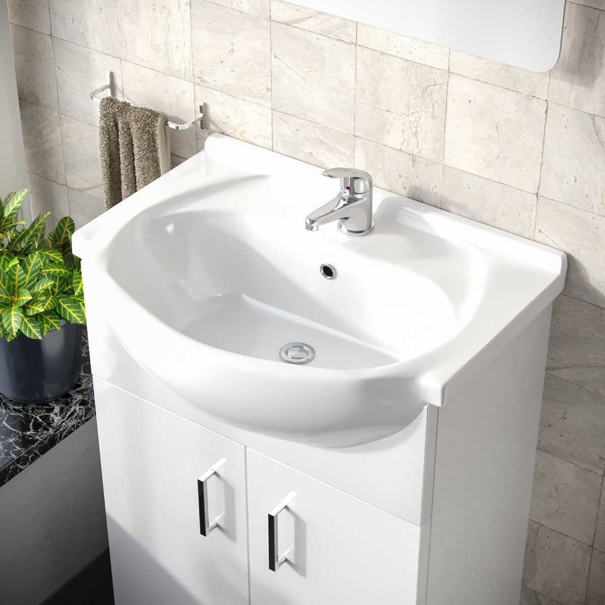 Ellen 550mm Floorstanding Vanity Basin Unit & Close Coupled Toilet White