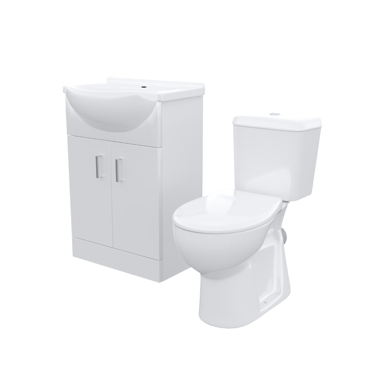 Ellen 550mm Floorstanding Vanity Basin Unit & Close Coupled Toilet White