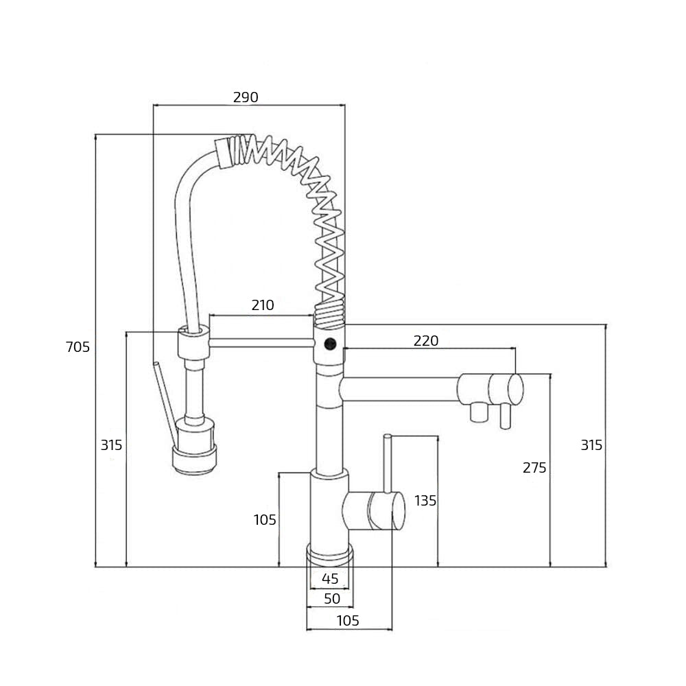 Arena Mono Pull Out Kitchen Mixer Tap Dual Spout Spray Chrome
