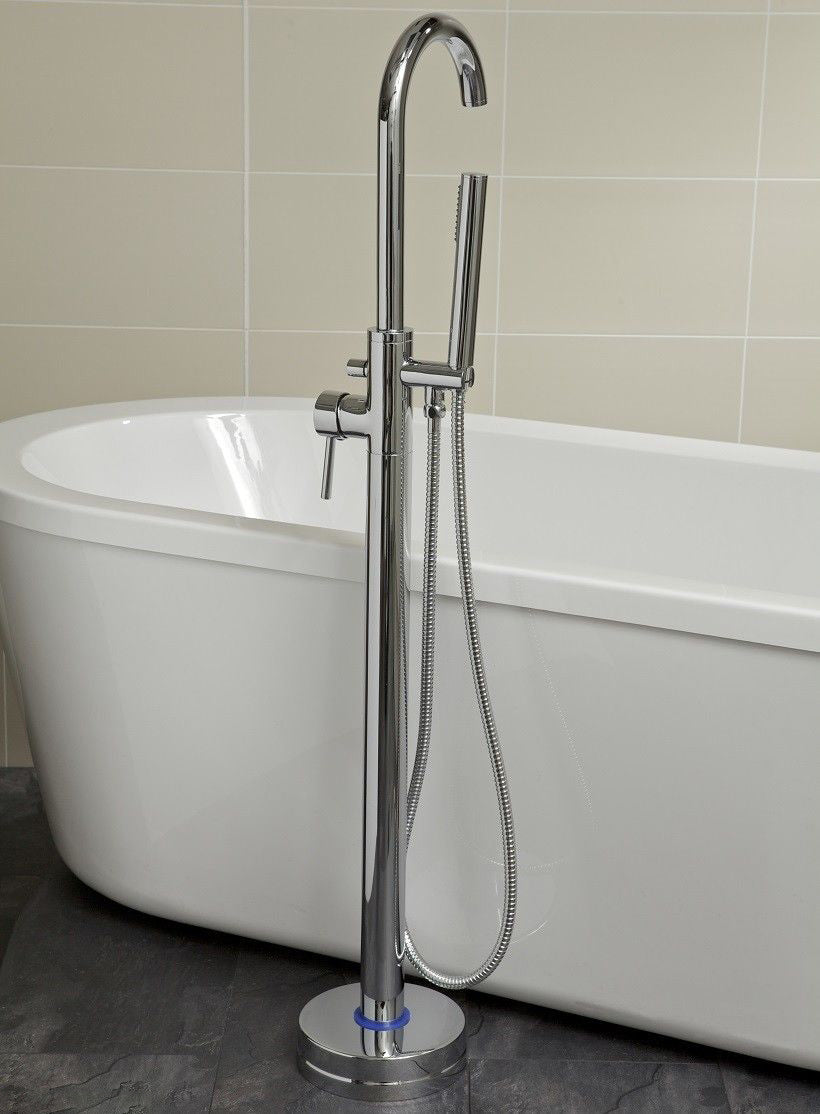 Marc Chrome Basin Mixer, Freestanding Bath Shower Mixer + Waste
