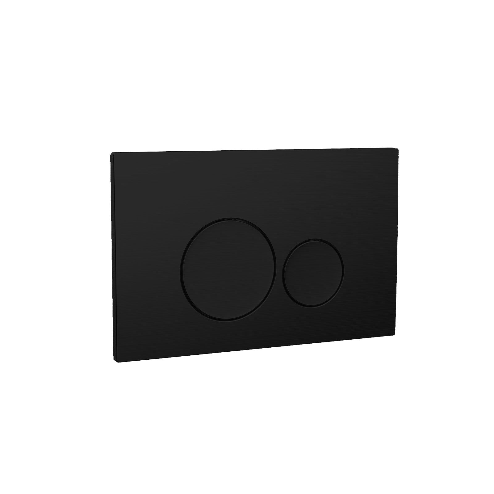 Black panel with two push buttons for the plumbing of a bathroom