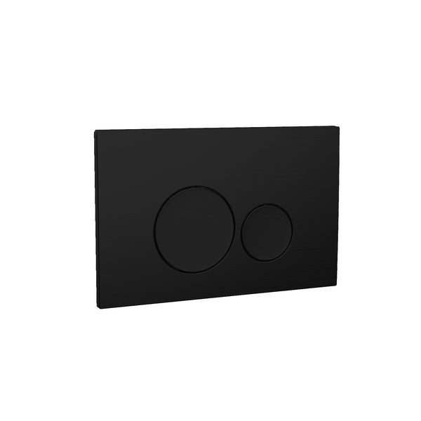 Black panel with two push buttons for the plumbing of a bathroom