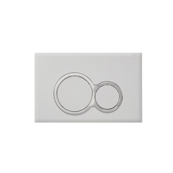 Rectangular light switch with circular design on a white background