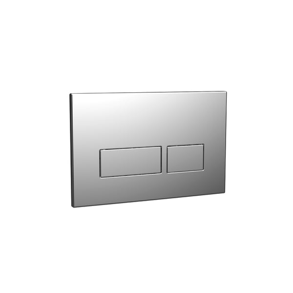 Metallic flush plate with two rectangular buttons on a white background