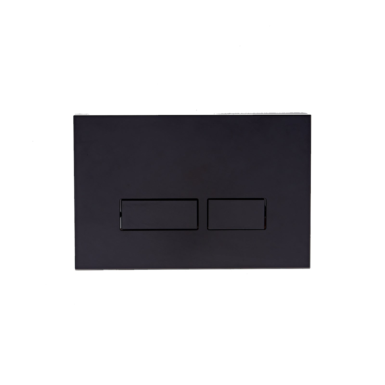 Black rectangular object with two buttons on a white background
