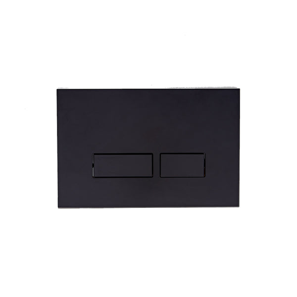 Black rectangular object with two buttons on a white background