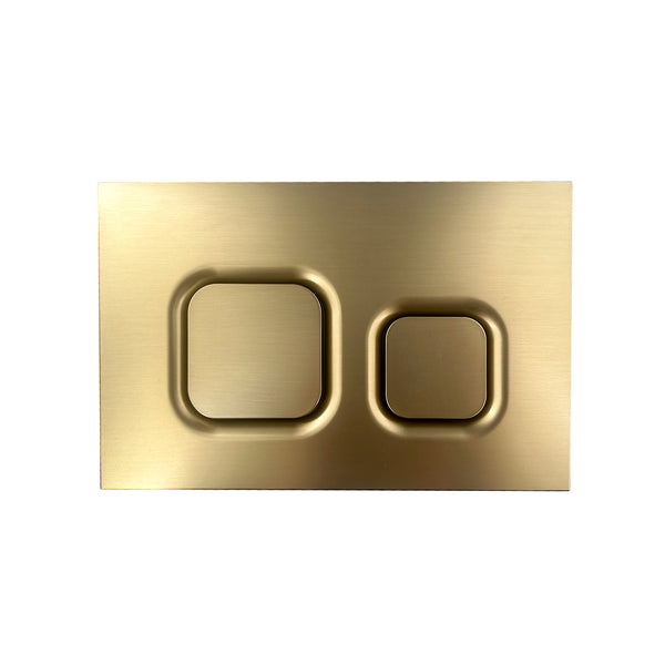 Brushed Brass Square Button Dual Flush Plate