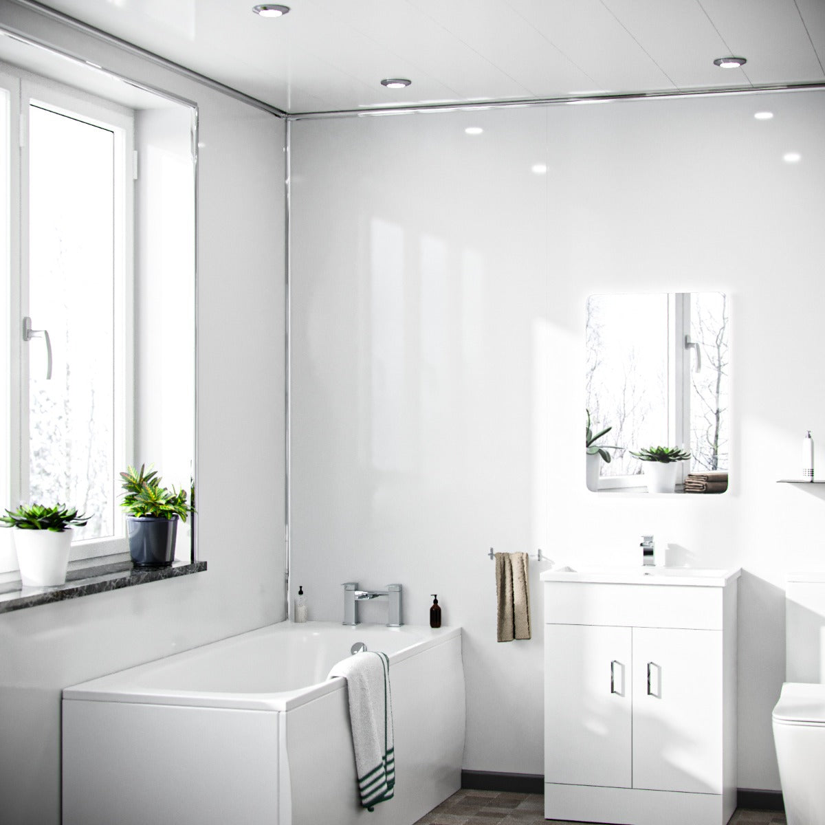 Gloss White PVC Shower Wall Panel 1000mm X 2400mm X 10mm