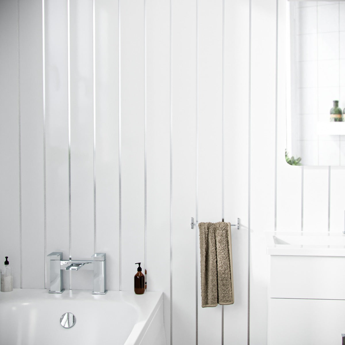 Gloss White Silver PVC Shower Wall Panel 200mm x 2700mm x 6mm (Pack Of 5)