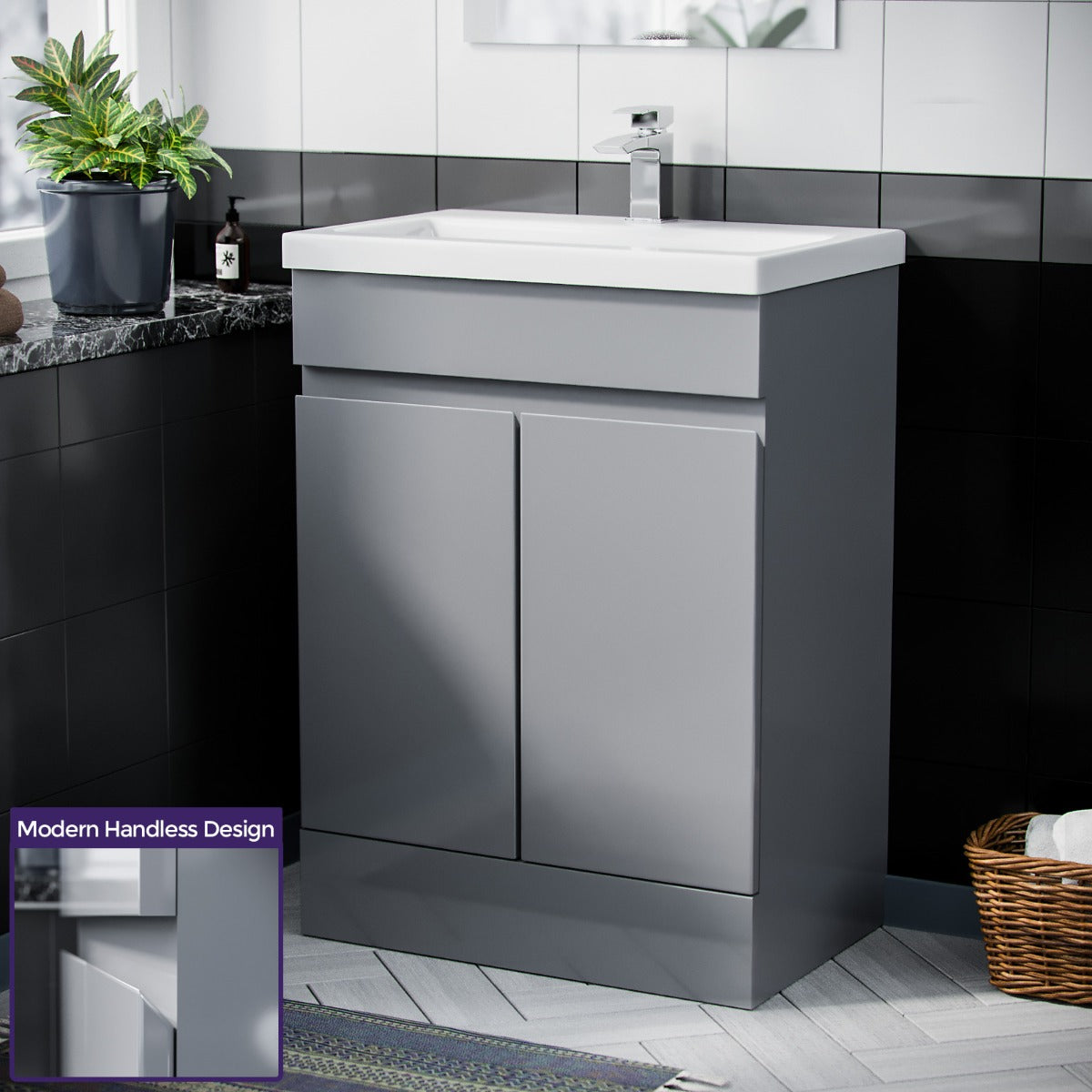 Alaska 500mm Grey Vanity Cabinet and Basin Sink Unit Bathroom Floor Standing