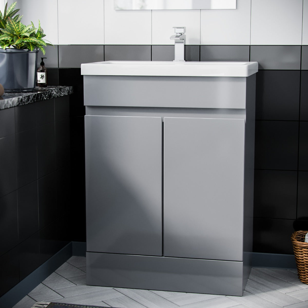 Alaska 500mm Grey Vanity Cabinet and Basin Sink Unit Bathroom Floor Standing