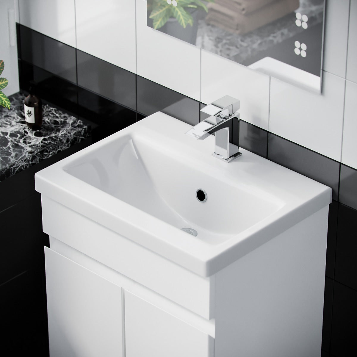 Alaska White 500mm PVC Freestanding Bathroom Basin Vanity Unit