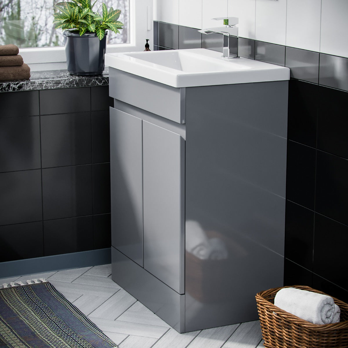 Alaska 500mm Grey Vanity Cabinet and Basin Sink Unit Bathroom Floor Standing