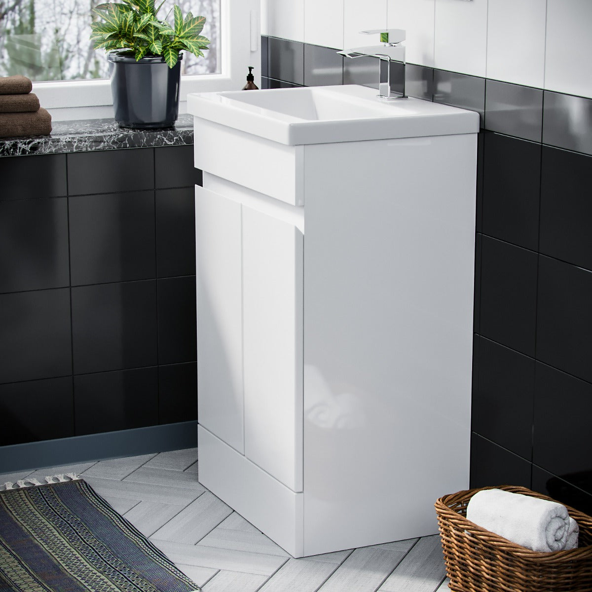 Alaska White 500mm PVC Freestanding Bathroom Basin Vanity Unit
