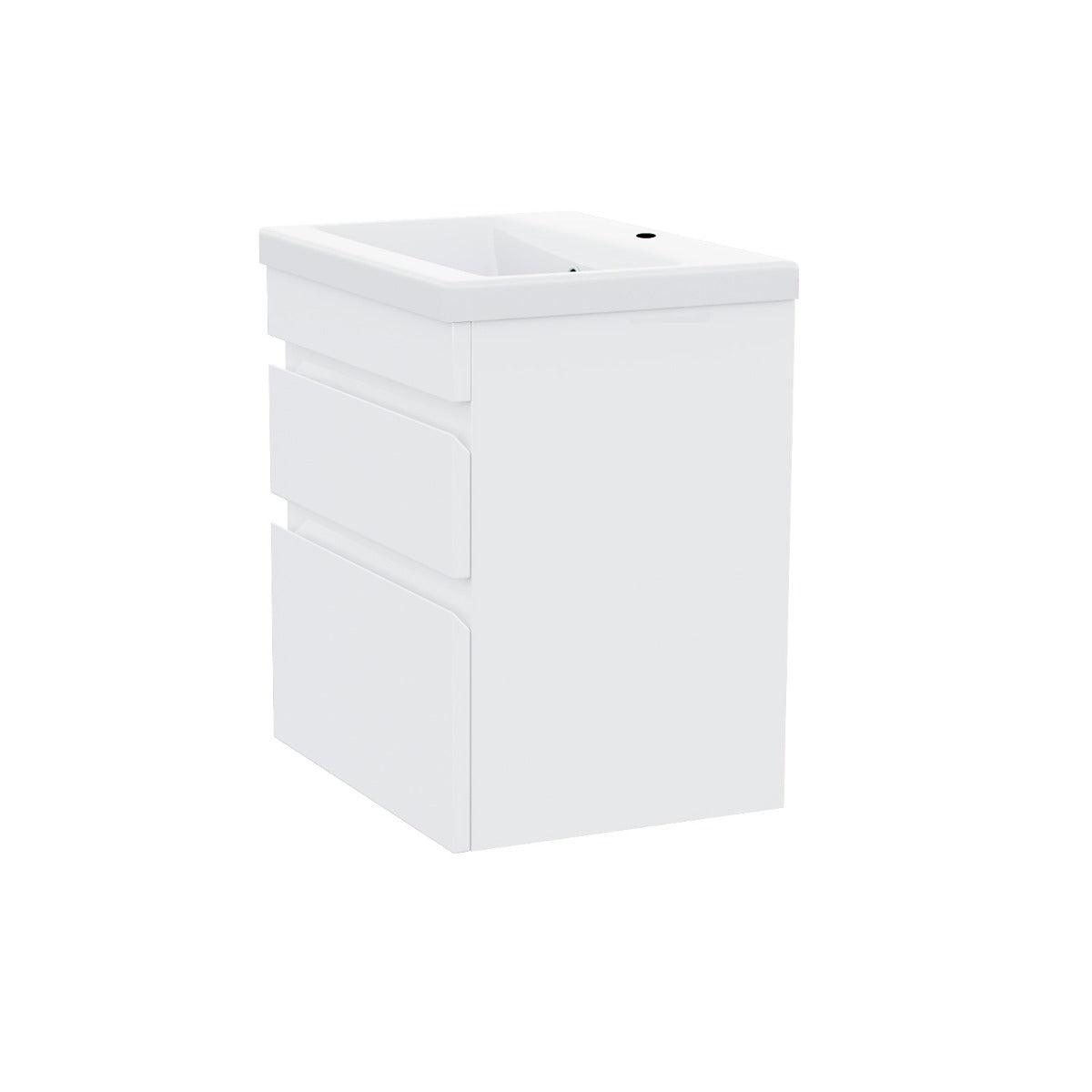 Alaska 600mm 2 Drawer White Wall Hung Vanity Cabinet and Basin Sink Unit