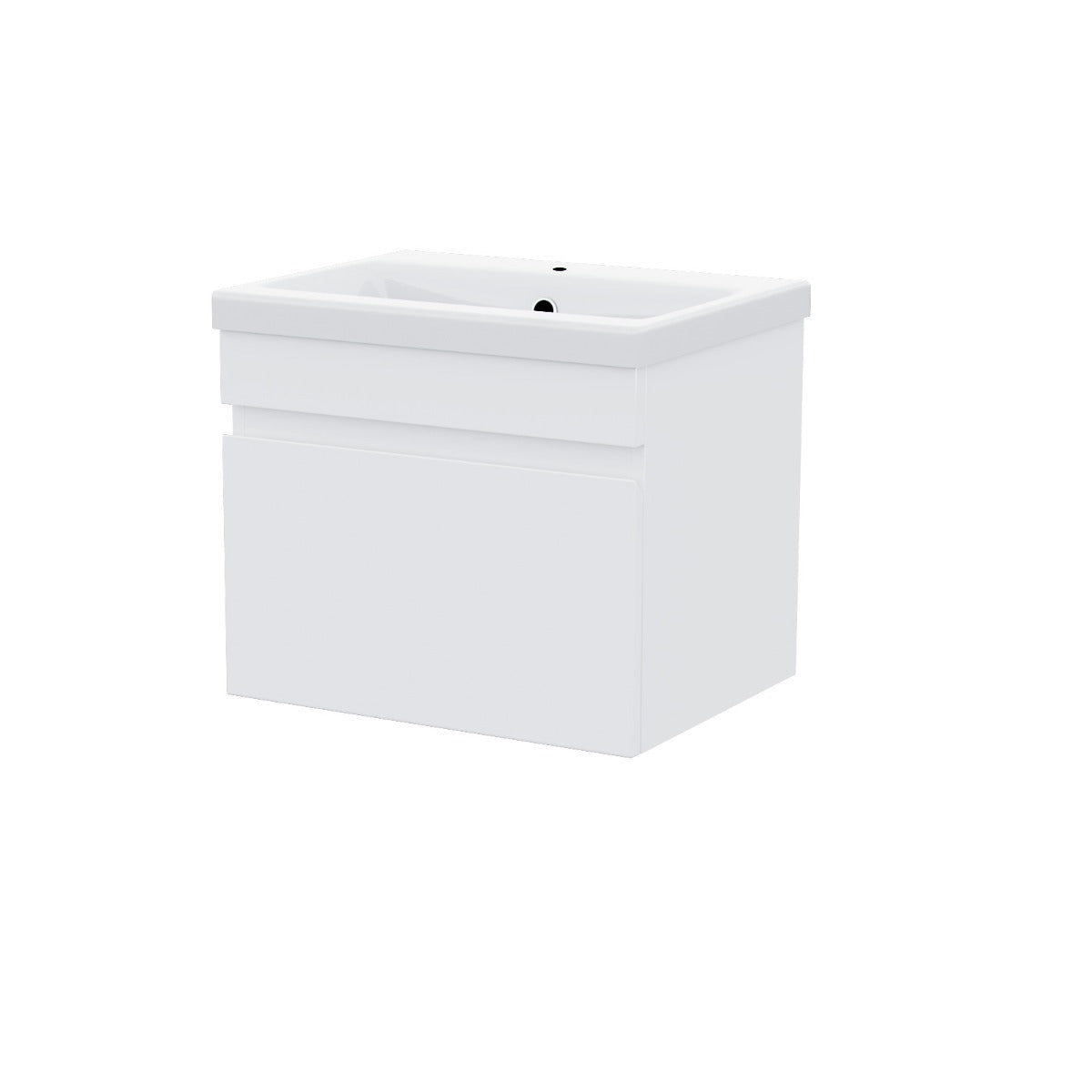 Alaska 500mm 1 Drawer White Wall Hung Vanity Cabinet and Basin Sink Unit