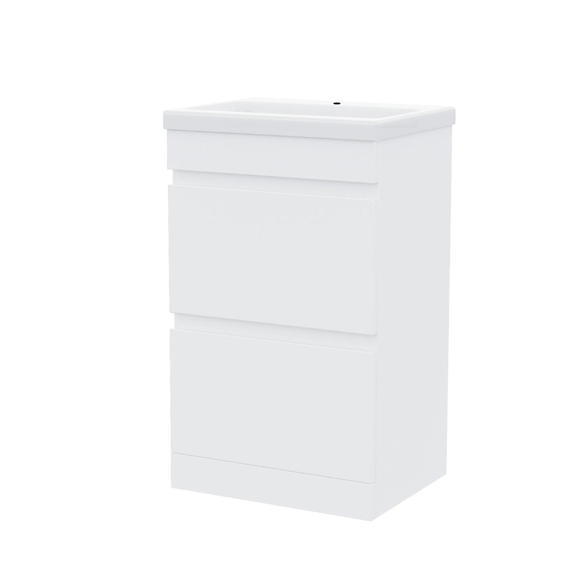 Alaska White 500mm PVC 2 Drawer Vanity Cabinet & Basin Sink Unit Floor Standing