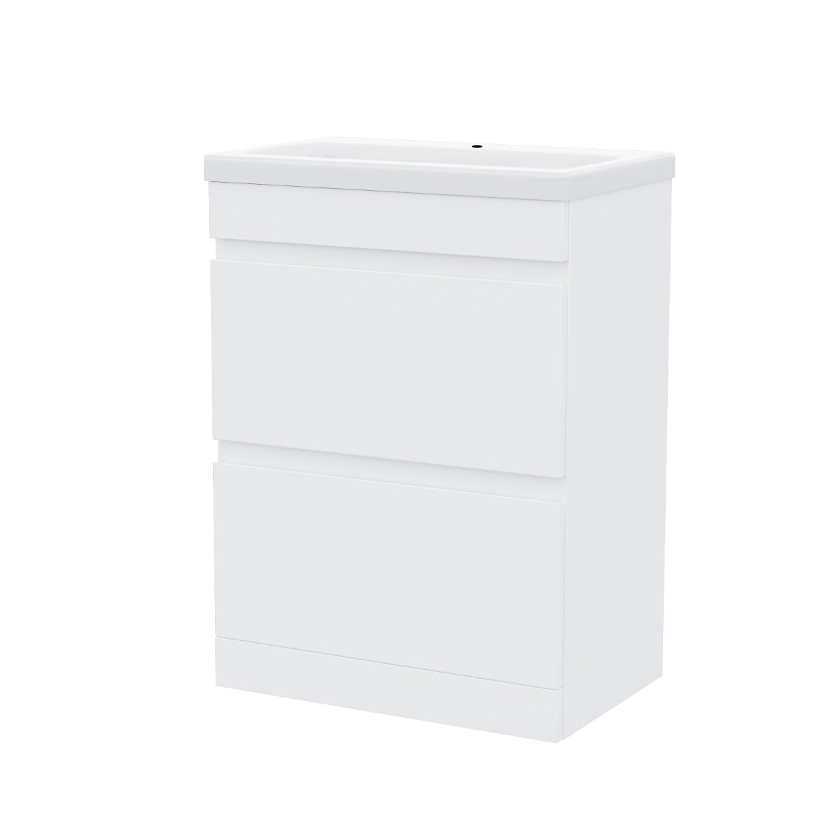 Alaska White 600mm PVC 2 Drawer Vanity Cabinet & Basin Sink Floor Standing