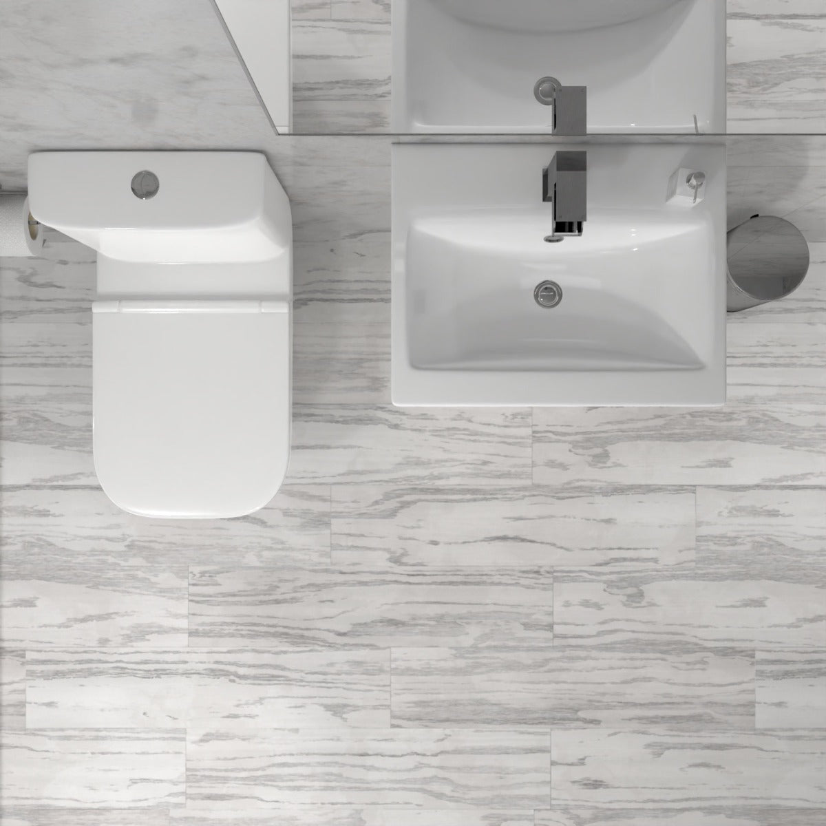 Alaska 500 mm Gloss White Basin Vanity & Close Coupled Toilet White