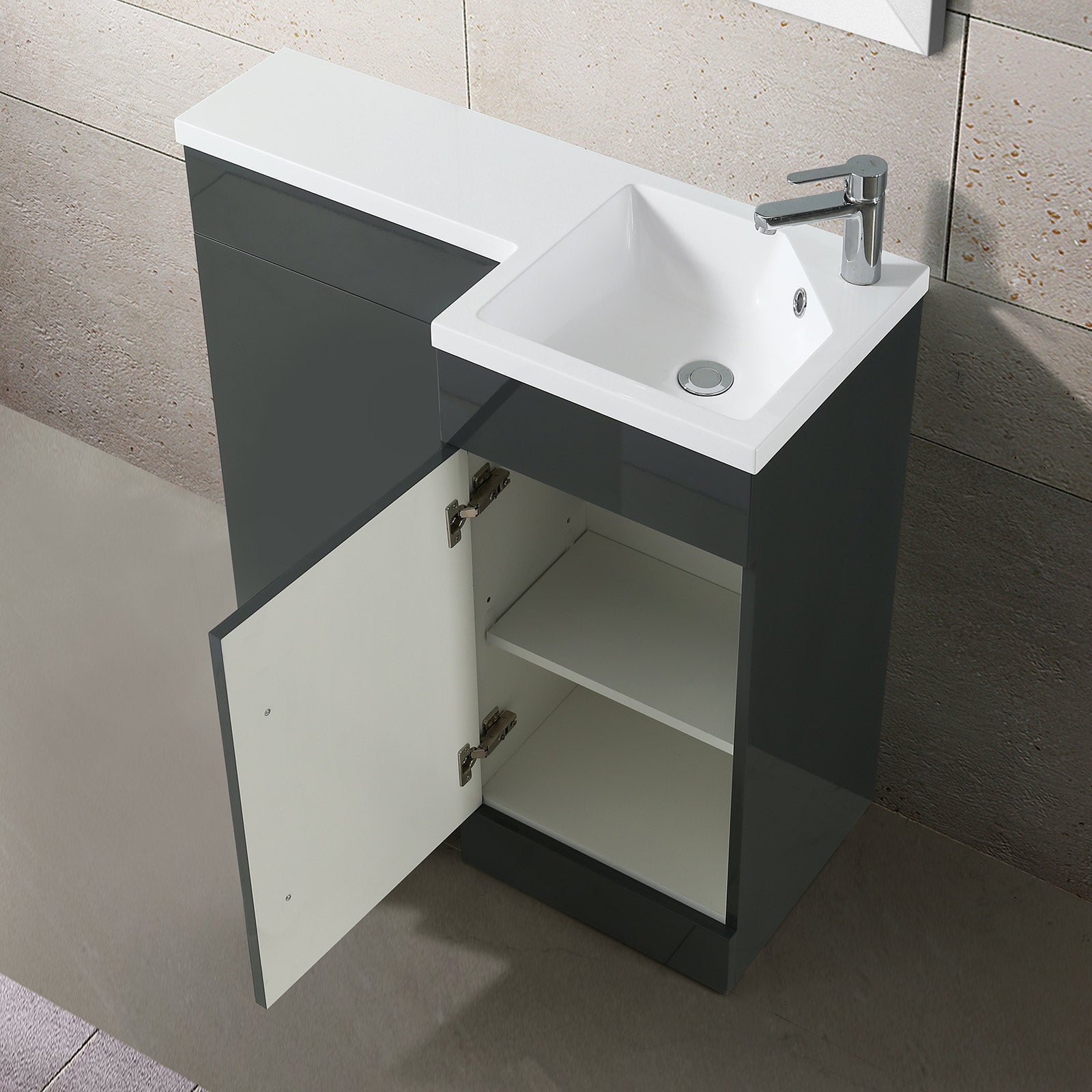 Grey RH 900mm Vanity Basin Unit, WC Unit & Back to Wall Toilet