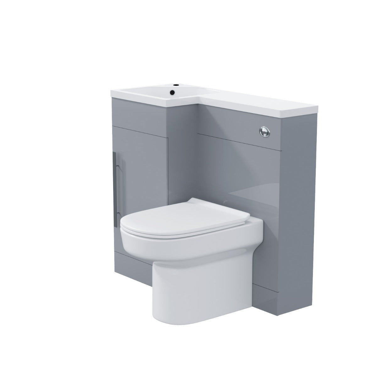 Alaska LH 900mm Flat Pack Vanity Basin Unit, WC Unit & Chem Back to Wall Toilet Grey