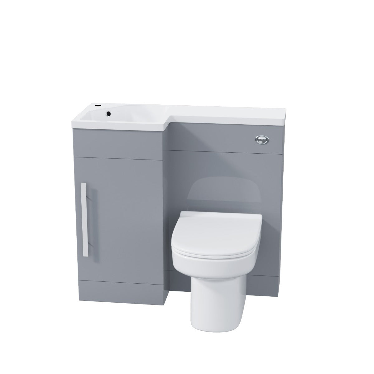 Alaska LH 900mm Flat Pack Vanity Basin Unit, WC Unit & Chem Back to Wall Toilet Grey