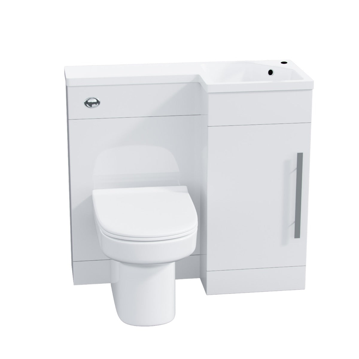 Alaska Right Hand 900mm Vanity Basin Unit, WC Unit & Chem Back to Wall Toilet White