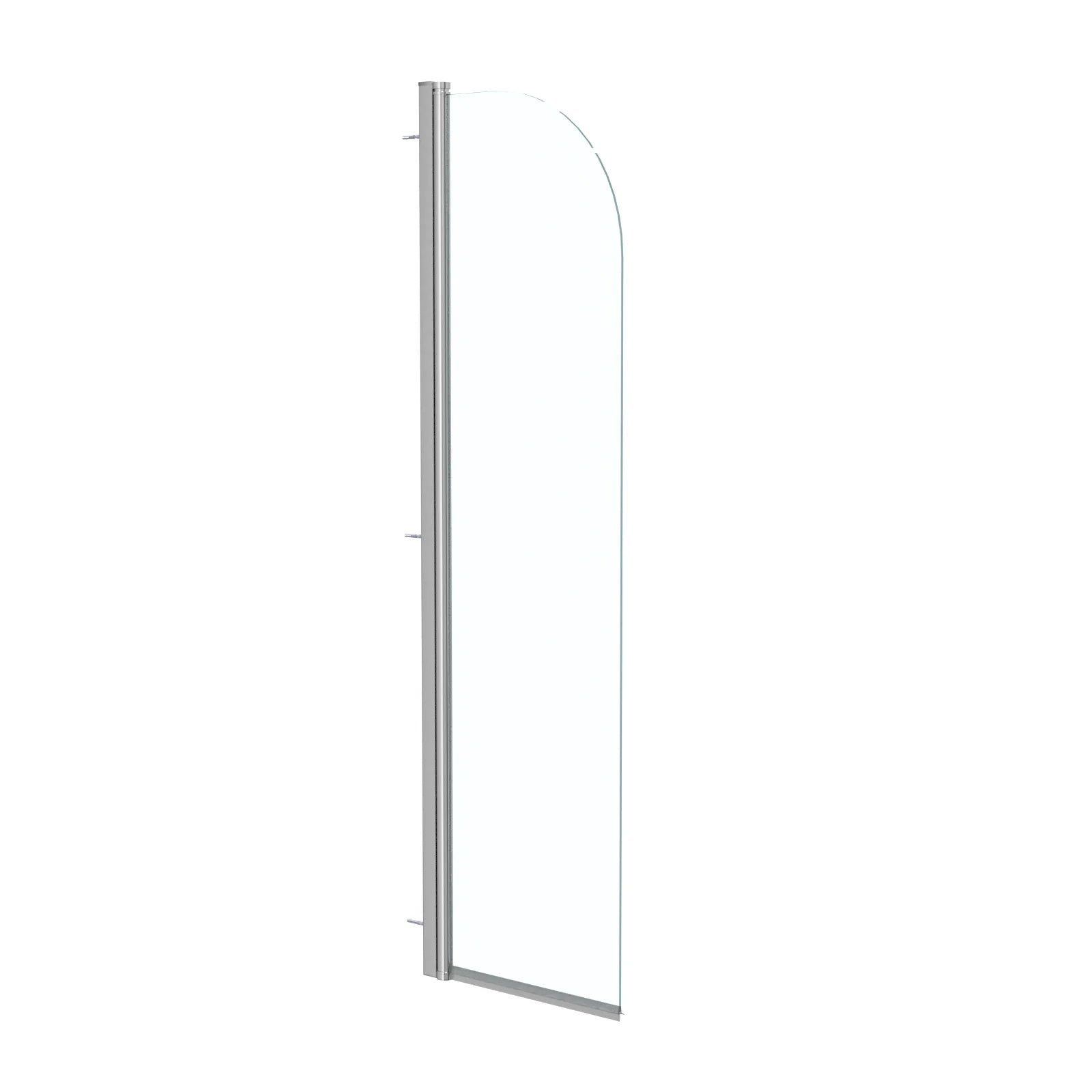 Hinged 400 x 1400mm Bathtub Screen, 5mm Tempered Glass - Aluminium
