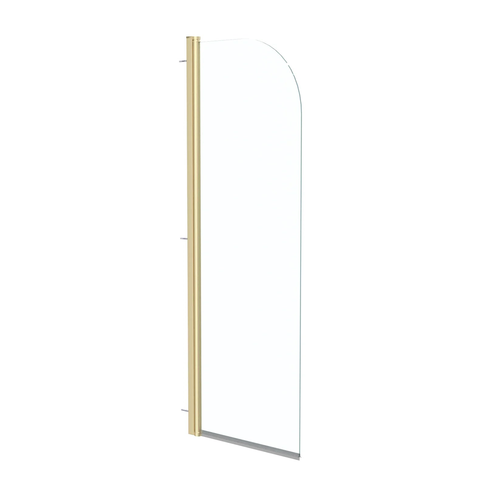 Hinged 500 x 1400mm Bathtub Screen, 5mm Tempered Glass - Brushed Brass