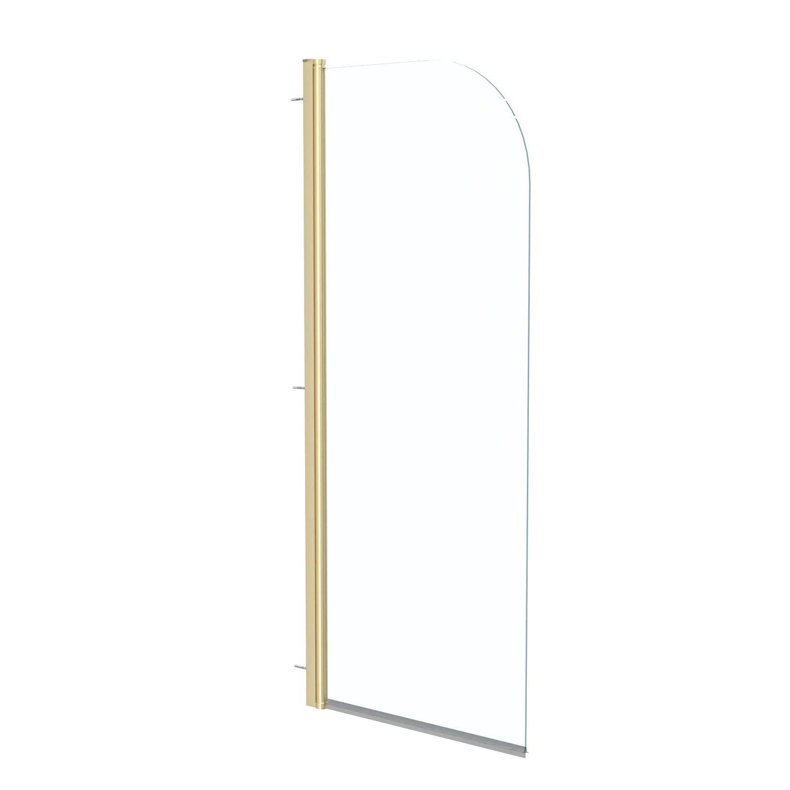 Hinged 600 x 1400mm Bathtub Screen, 5mm Tempered Glass - Brushed Brass