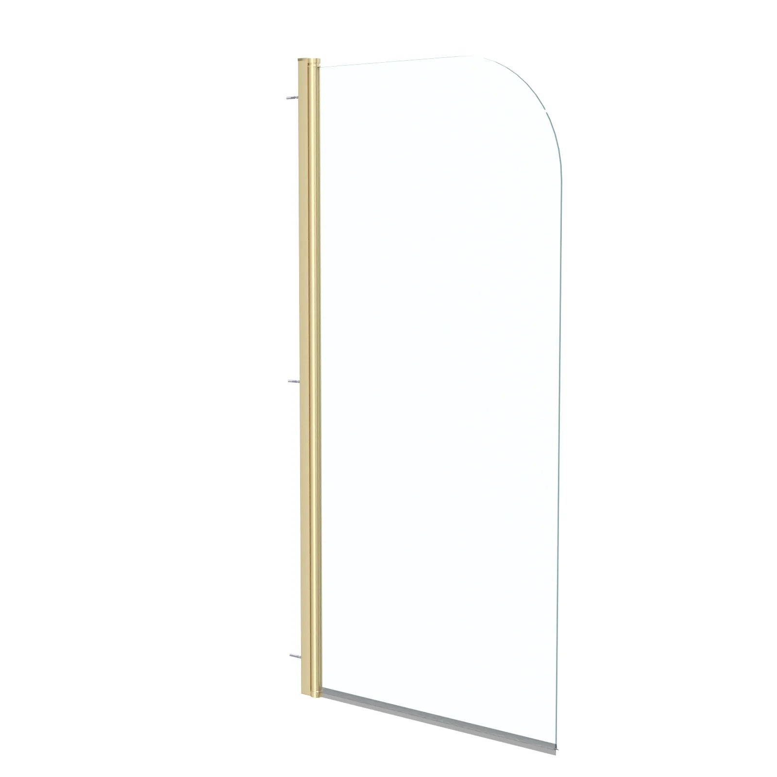 Hinged 700 x 1400mm Bathtub Screen, 5mm Tempered Glass - Brushed Brass
