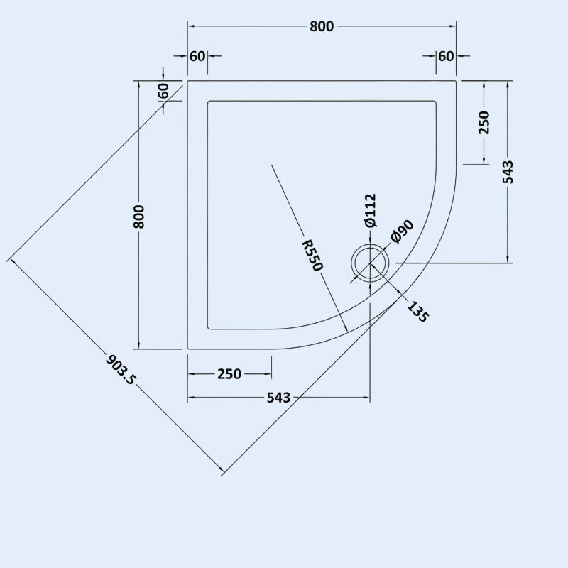 Quadrant shower enclosure set 800 mm slate grey tray image # Options_800 mm # Tray Options_White Tray