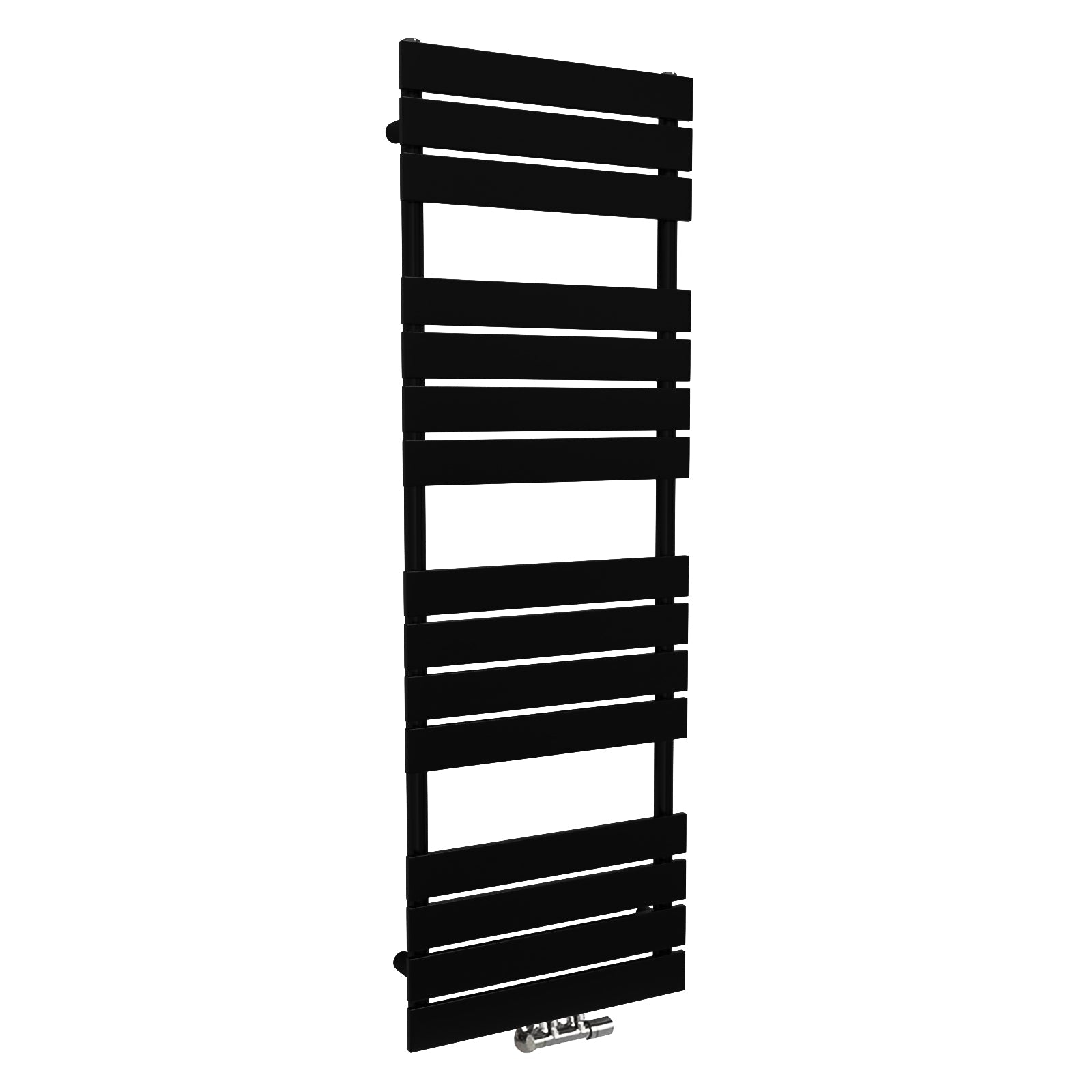 Vertical Central Connection Towel Radiator Black Single Flat Tube 1600 x 500 mm