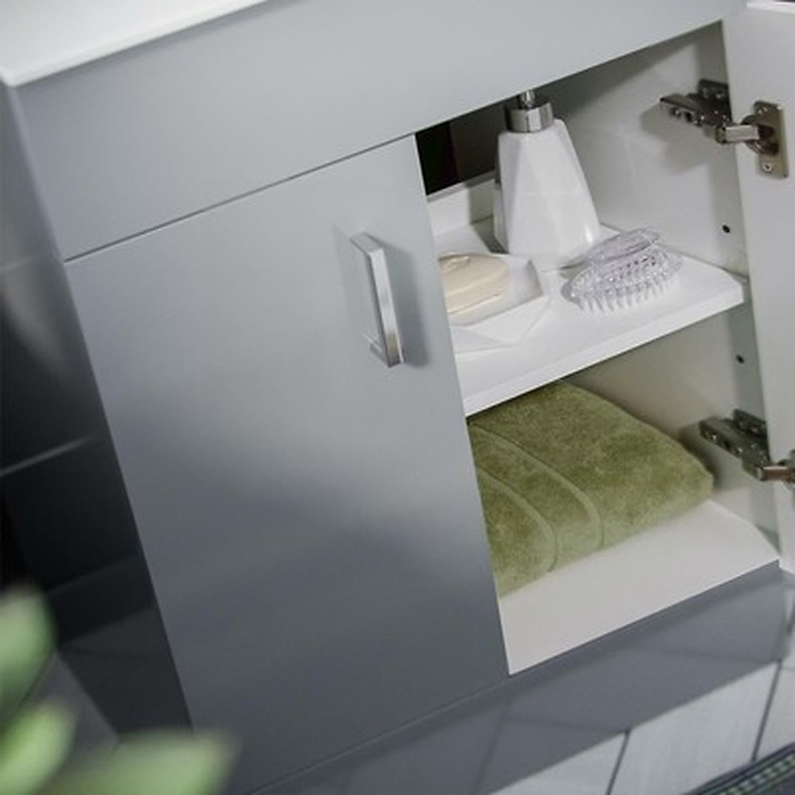 600mm Light Grey Vanity Basin Unit & WC Toilet Cabinet Suite