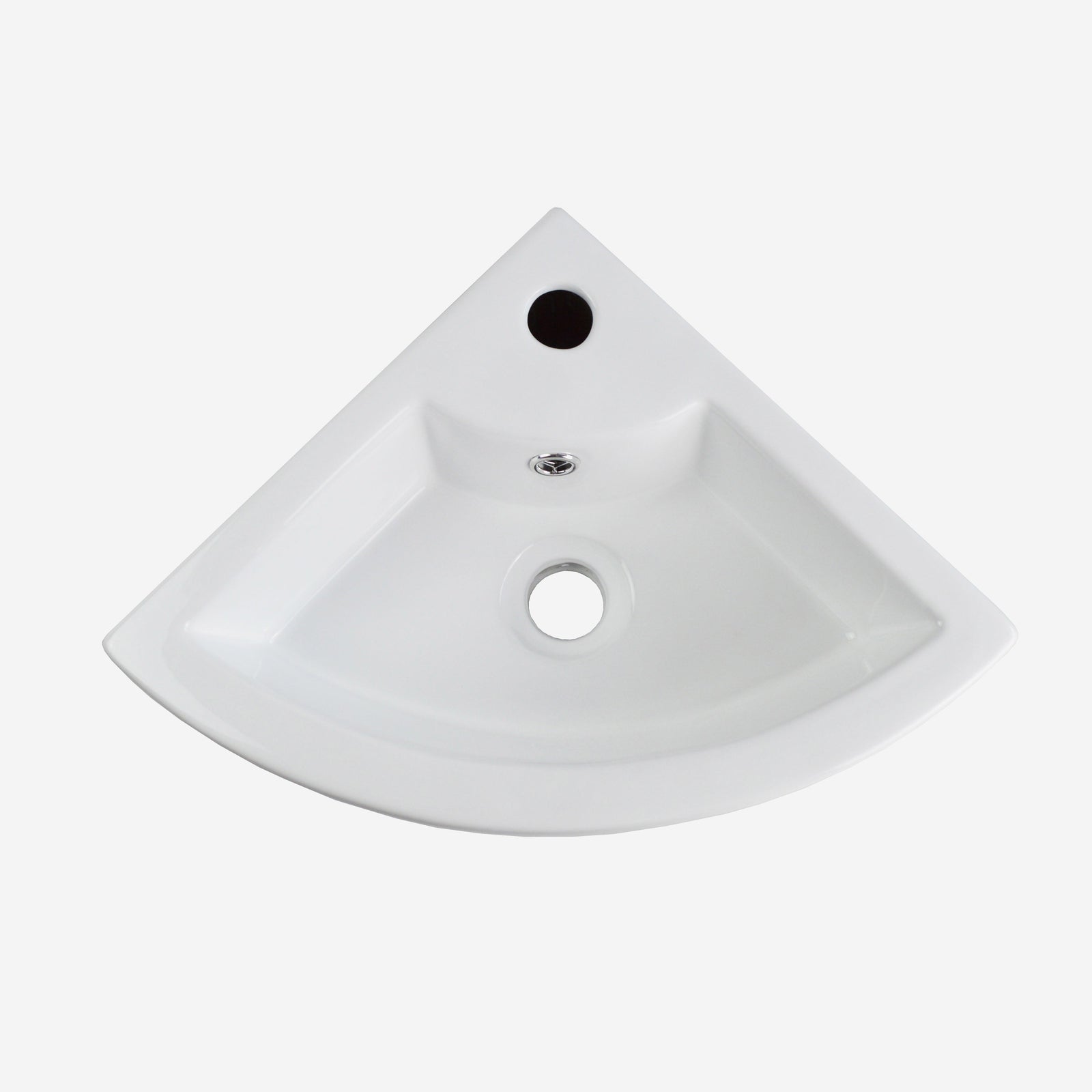 Tulla 450 x 325mm Cloakroom Small Quarter Circle Corner Wall Hung Basin Sink and Fittings