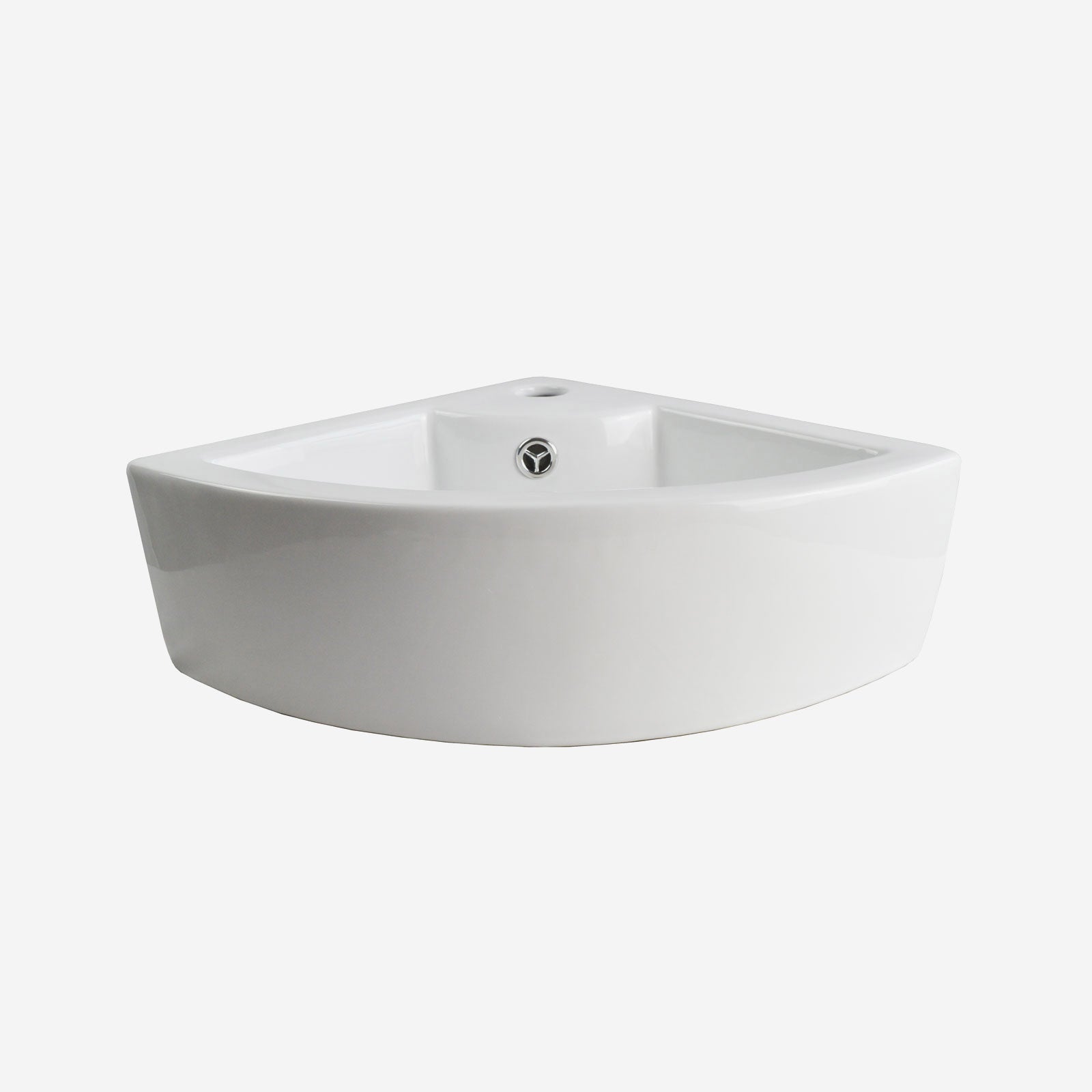 Tulla 450 x 325mm Cloakroom Small Quarter Circle Corner Wall Hung Basin Sink and Fittings