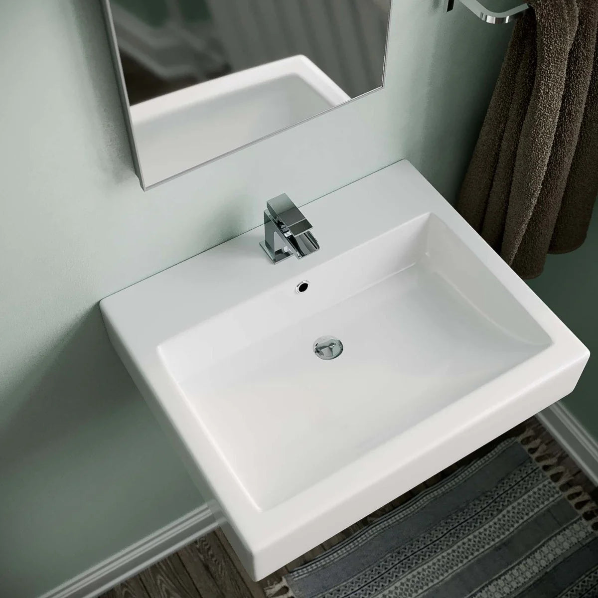 Lomond White 570mm Wall Hung Rectangle Basin